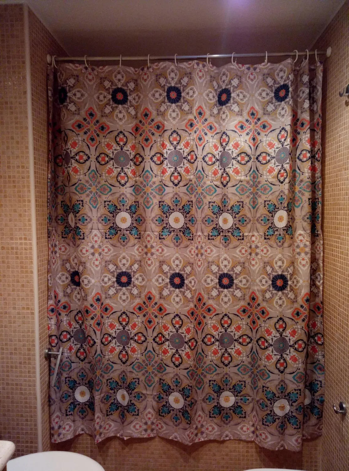 mDesign Duschvorhang Medaillon 183x183 cm braun
