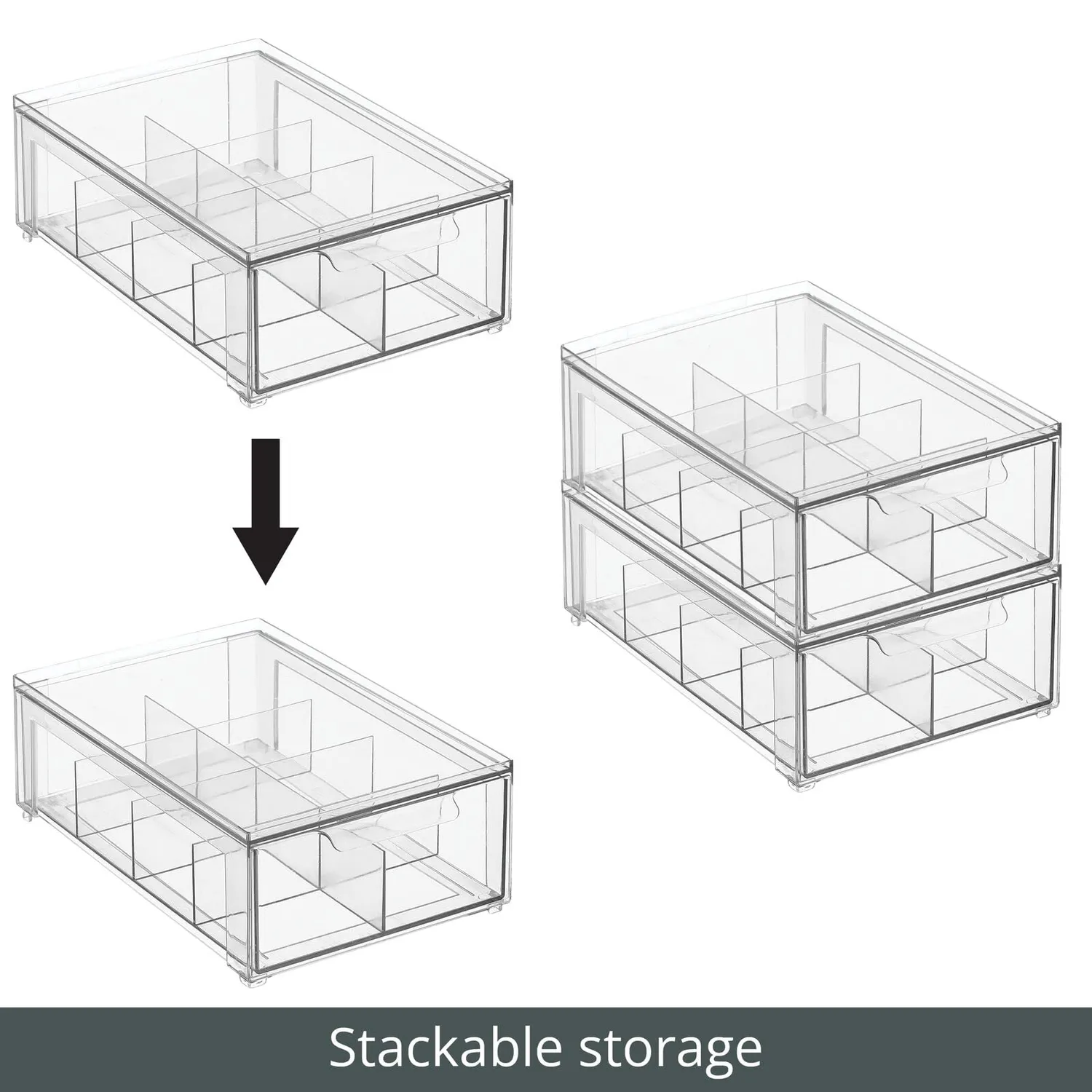 mDesign Schubladenbox Kunststoff Küchenbox 2er-Set transparent