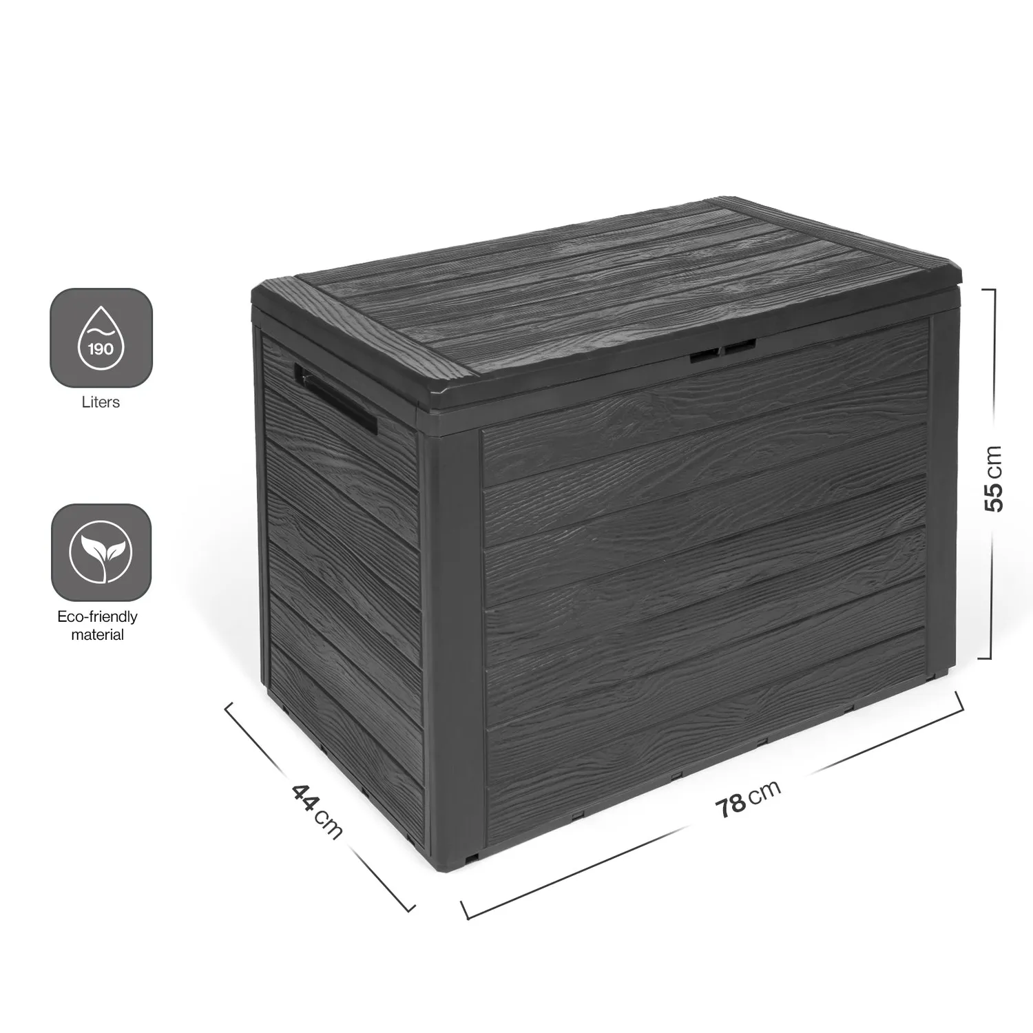 Kreher Wood Kissenbox 190 Liter Anthrazit Holzoptik frostsicher