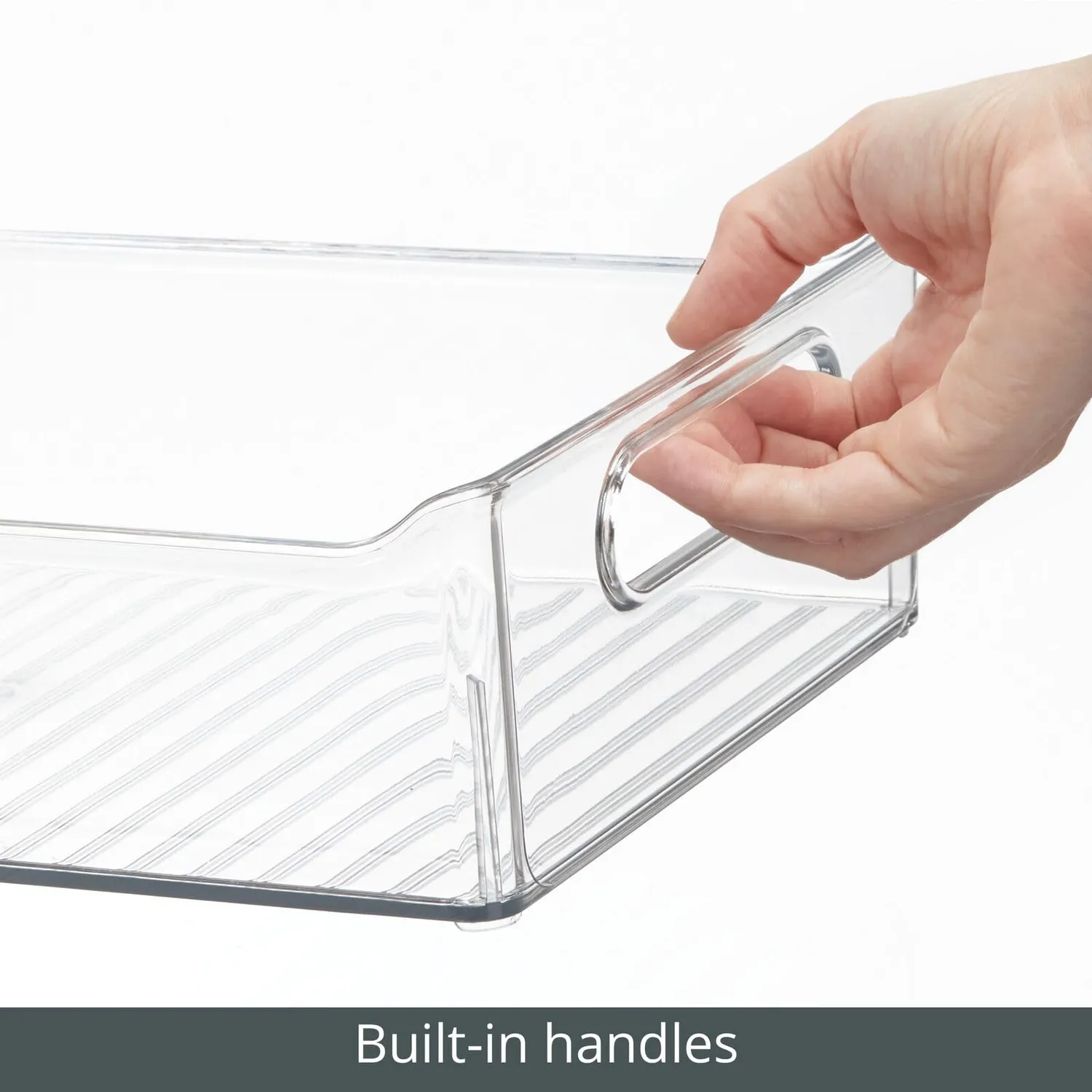 mDesign Kühlschrankbox transparent 35,6 cm mit Griff