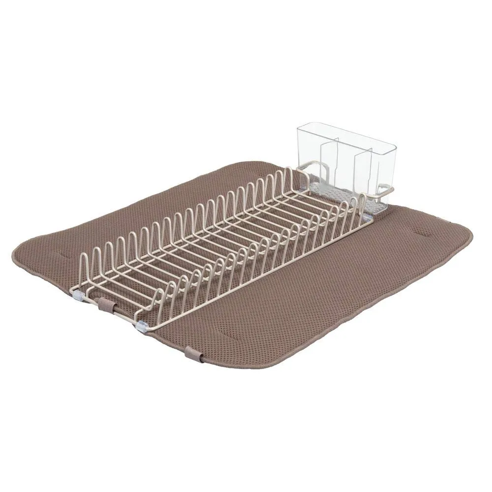 mDesign Abtropfgestell Metall Geschirrablage mit Matte mokka