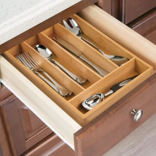 mDesign Besteckkasten Schubladen Organizer Bambus 35,6 cm