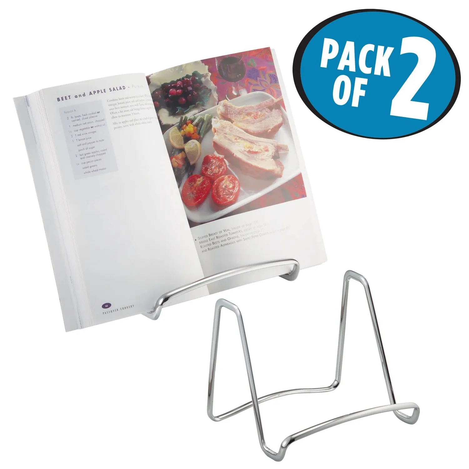 mDesign Kochbuchhalter Silber 2er-Set Stahl für Rezepte
