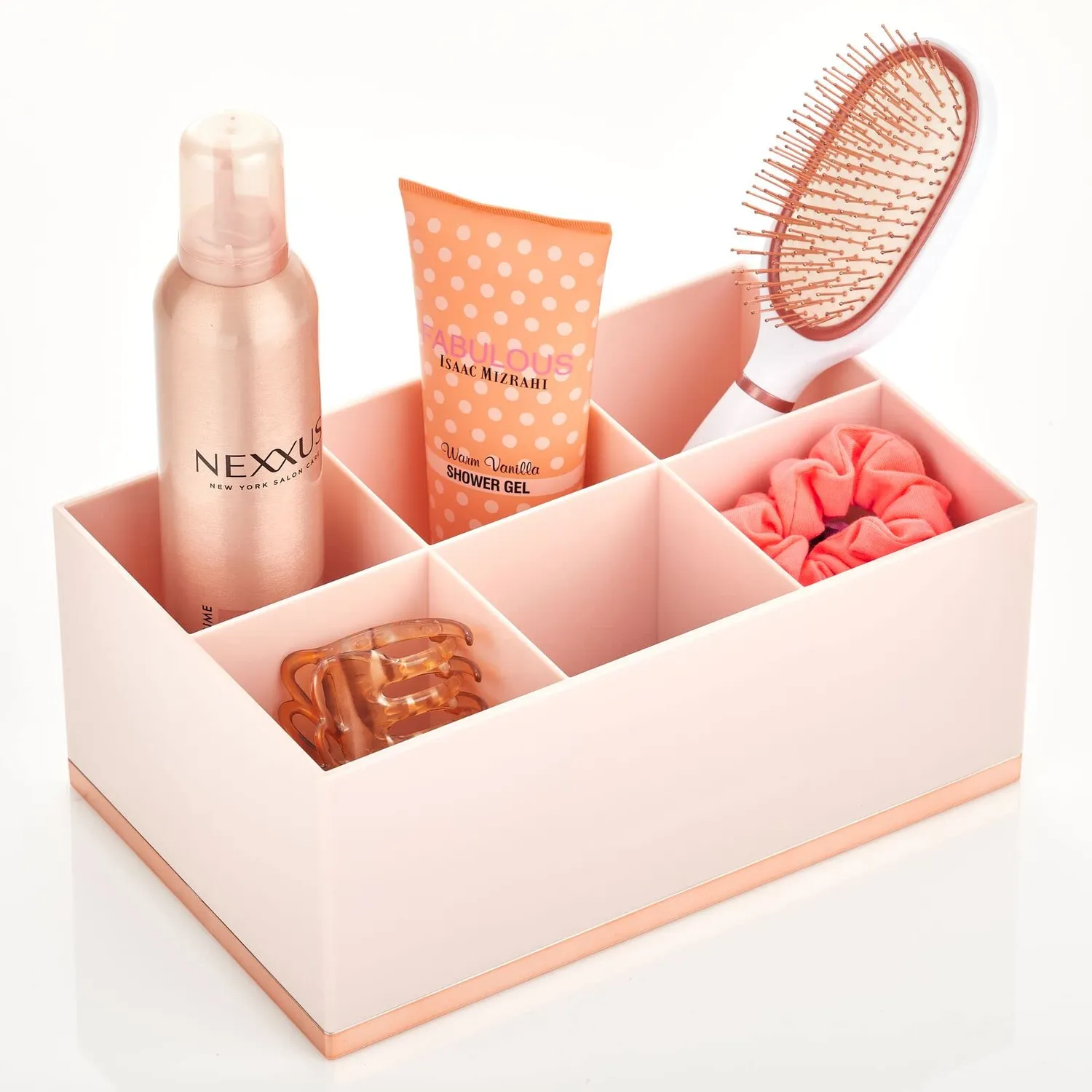 mDesign Make-up Organizer 6 Fächer hellrosa roségold Kunststoff