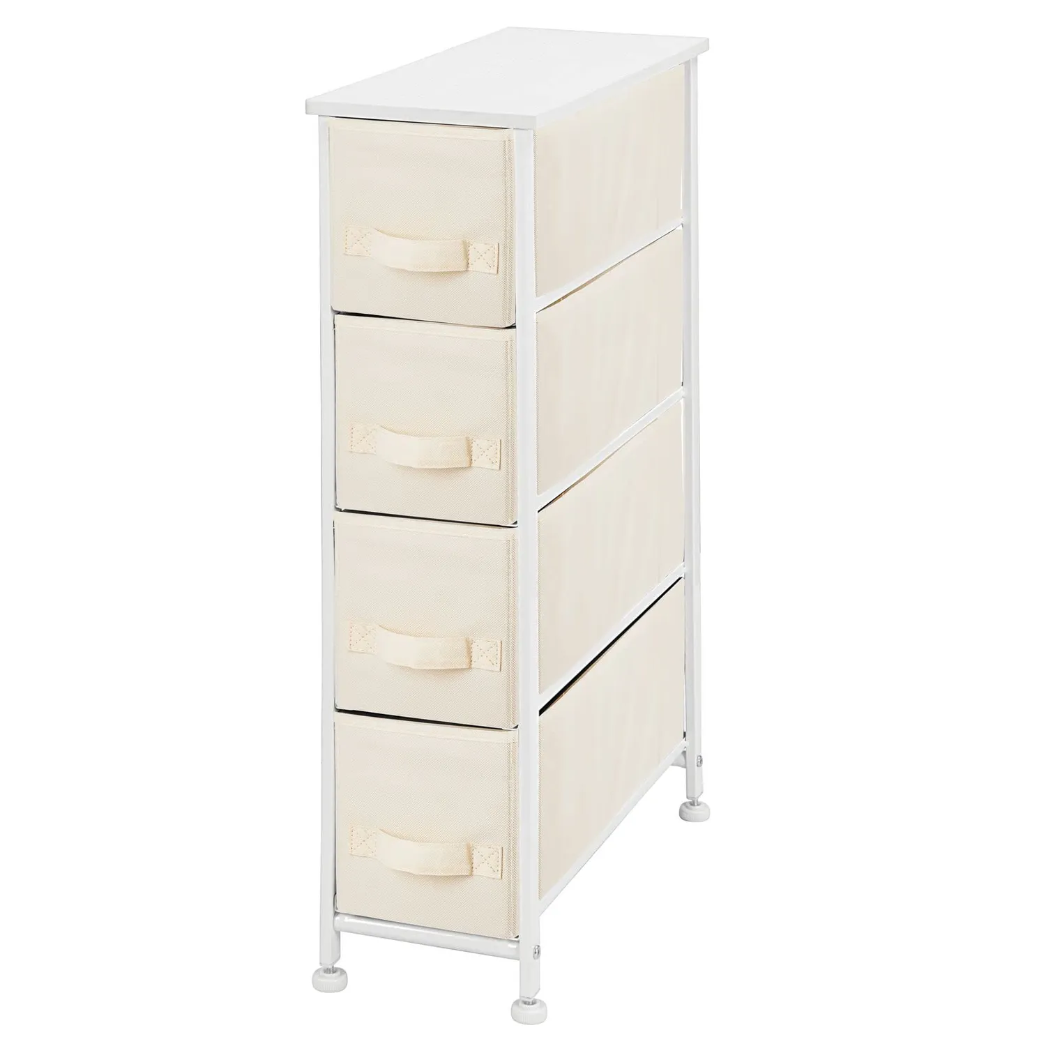 mDesign Kommode 4 Schubladen cremeweiß Stoff 48 cm