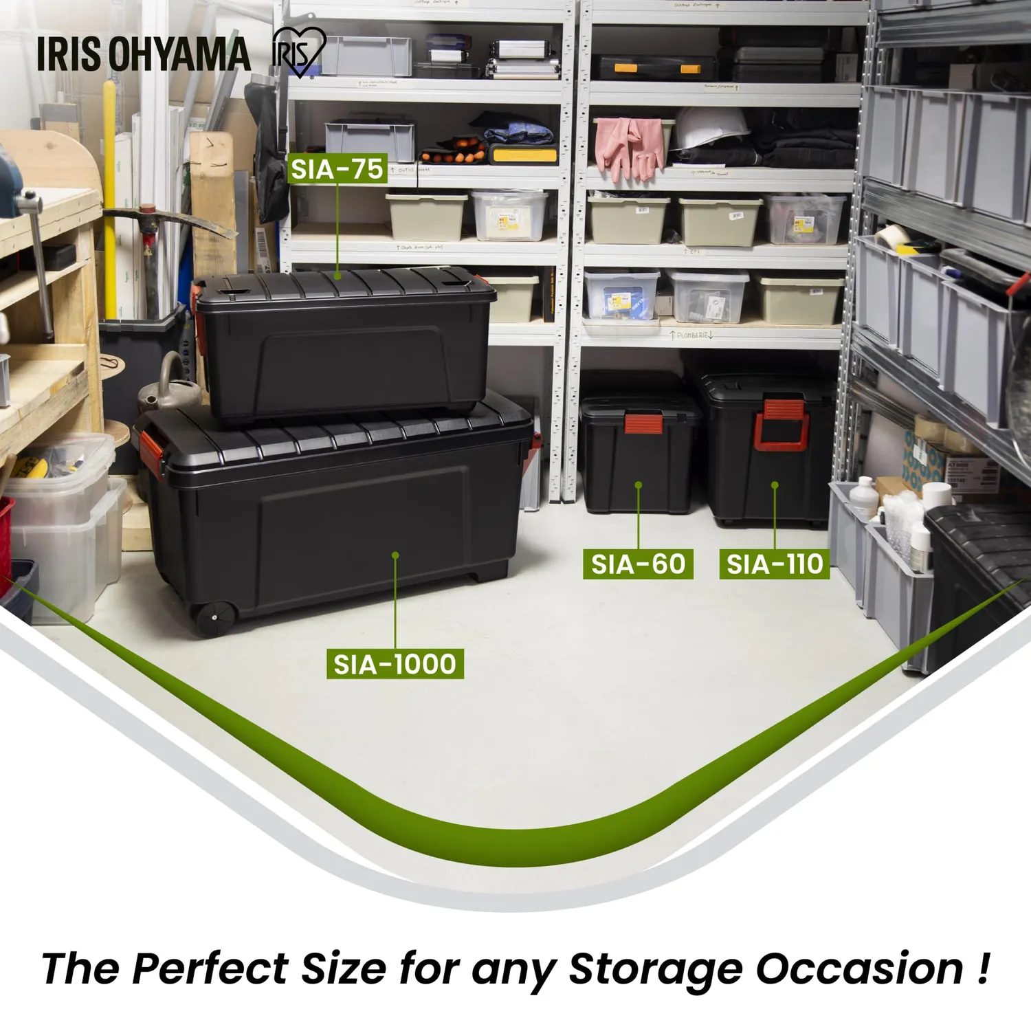 Iris Ohyama SIA-75 Aufbewahrungsbox 75L 3er Set schwarz robust