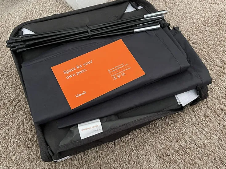 Lifewit Wäschekorb 136 L mit Deckel 2 Fächer Grau faltbar
