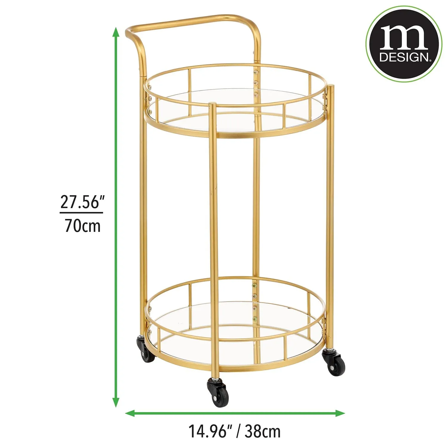 M Design Servierwagen Metall 2-stöckig messing