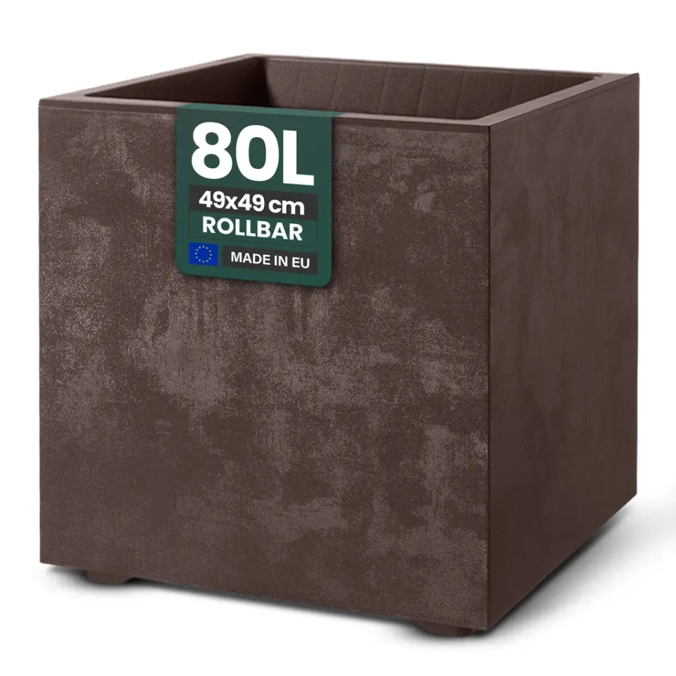 Kreher Millennium Pflanzkübel Braun 80 Liter eckig rollbar