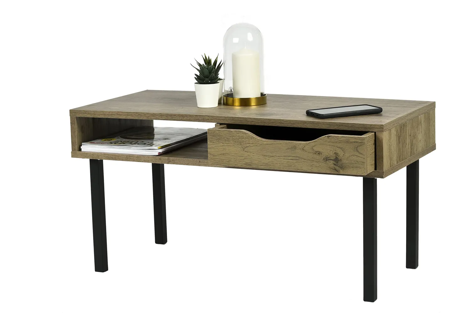 Iris Ohyama WCT-800 Couchtisch mit Schublade Aschbraun