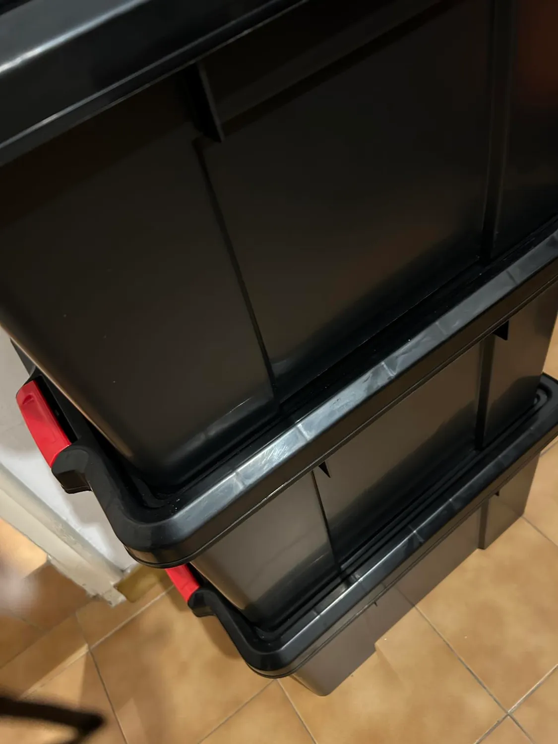 Iris Ohyama SK-210 Aufbewahrungsbox 21L 3er Set schwarz stapelbar
