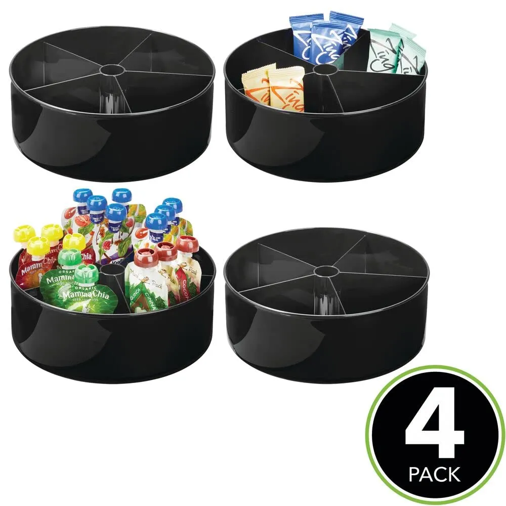 mDesign Küchenrondell Drehteller 4er-Set schwarz 5 Fächer