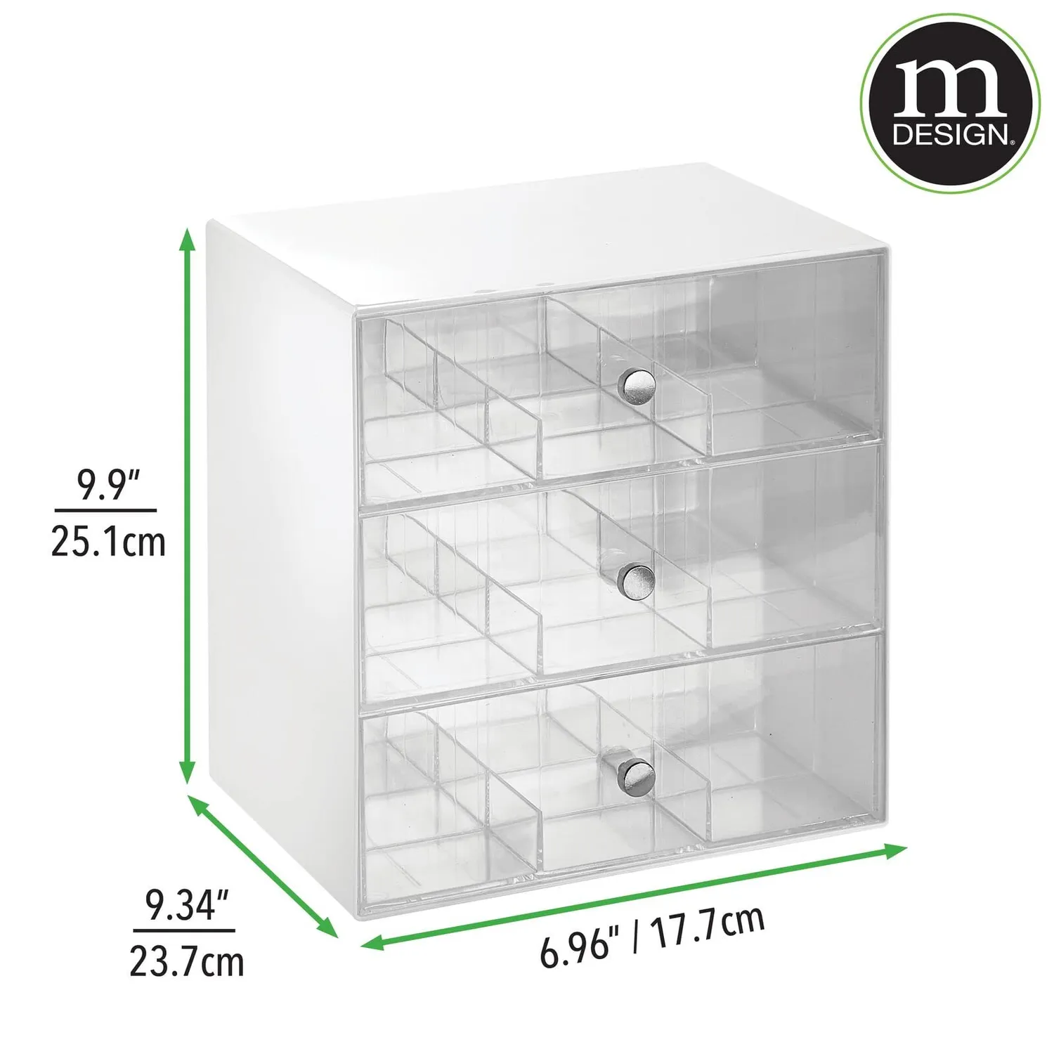 M Design Teebeutelbox 27 Fächer 3 Schubladen 2er-Set weiß