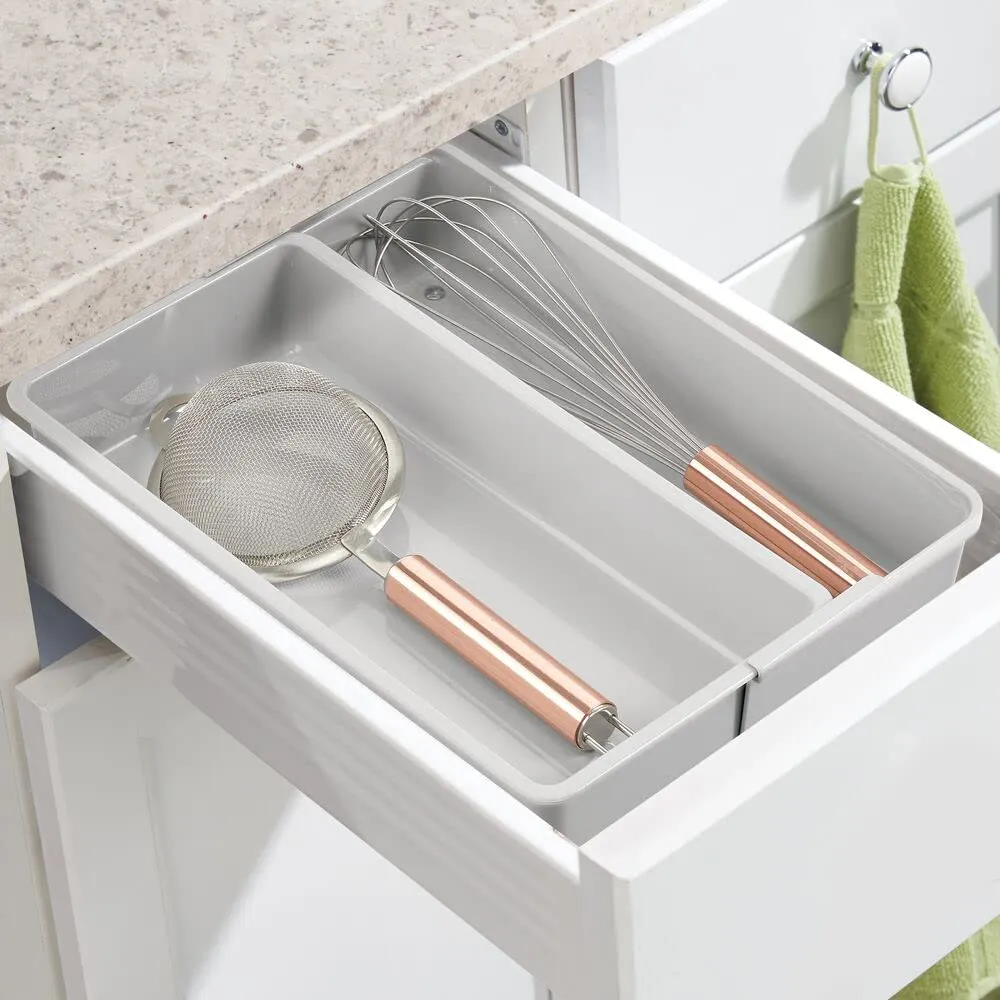 mDesign Schubladen Organizer 2er-Set hellgrau verstellbar