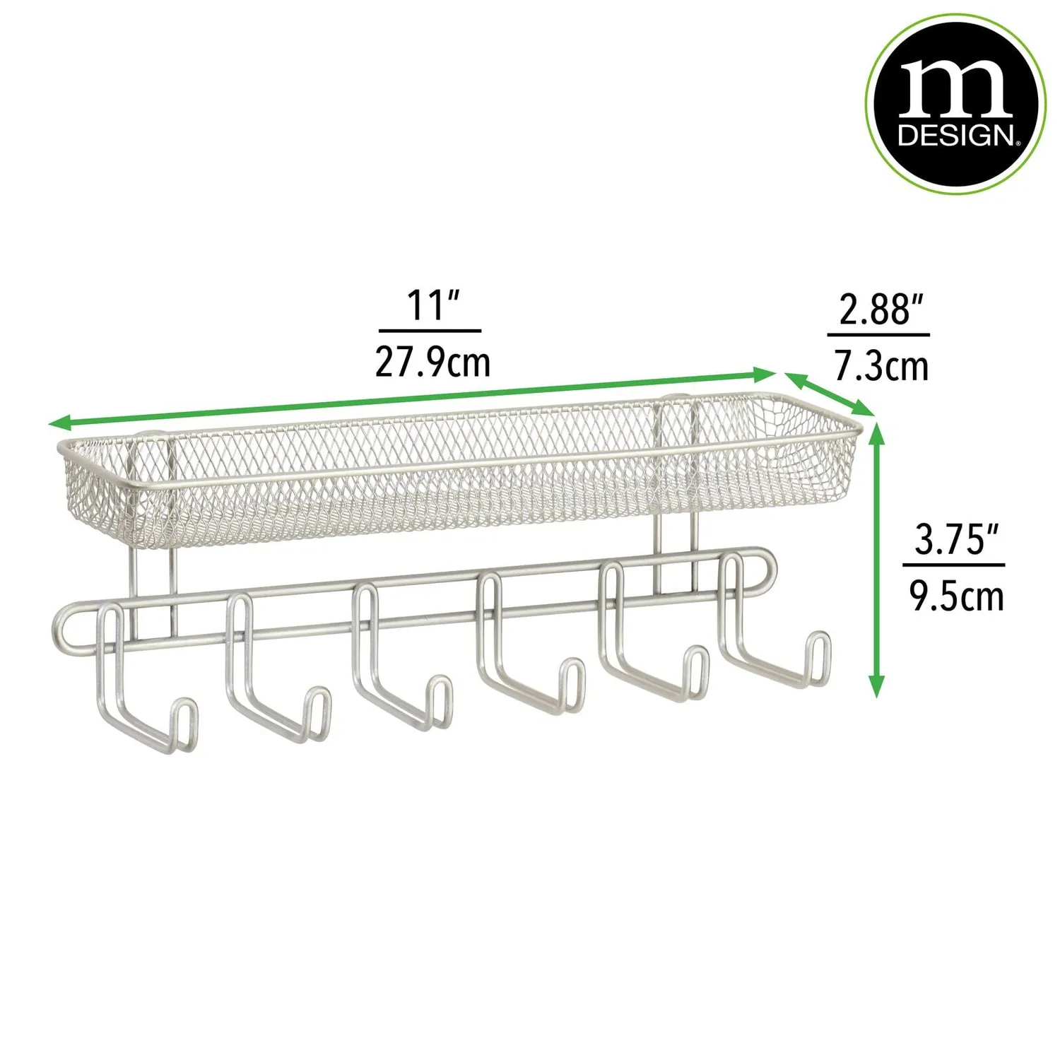 mDesign Schmuckaufbewahrung Wand 6 Haken satiniert