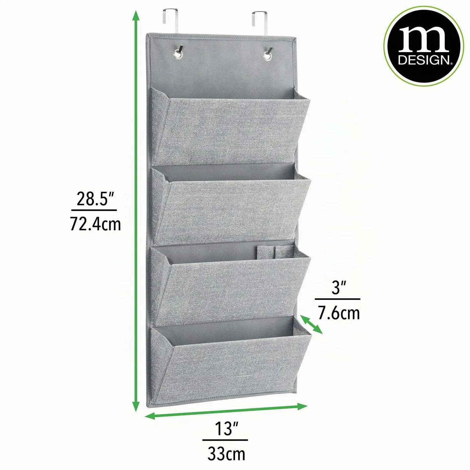 mDesign Schrank-Organizer Stoff 4 Taschen grau hängend