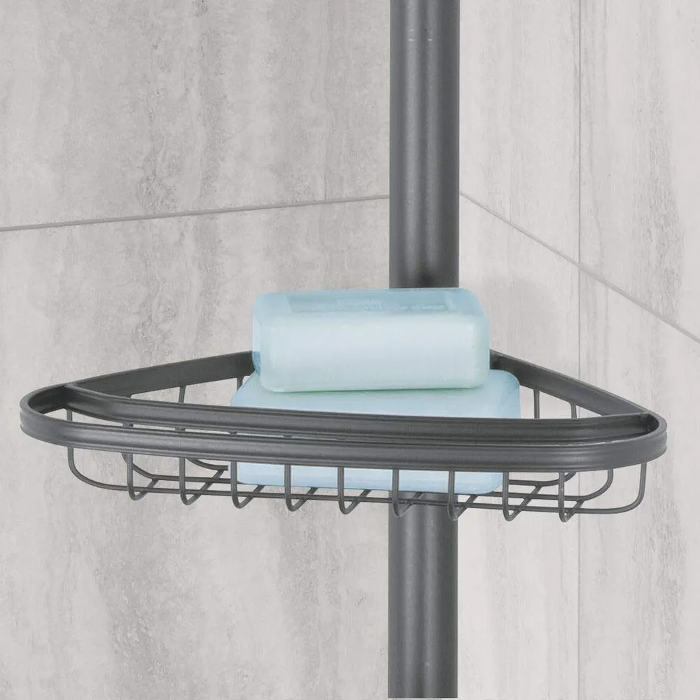 mDesign Duschregal Teleskop Ecke dunkelgrau 1,5-2,9m