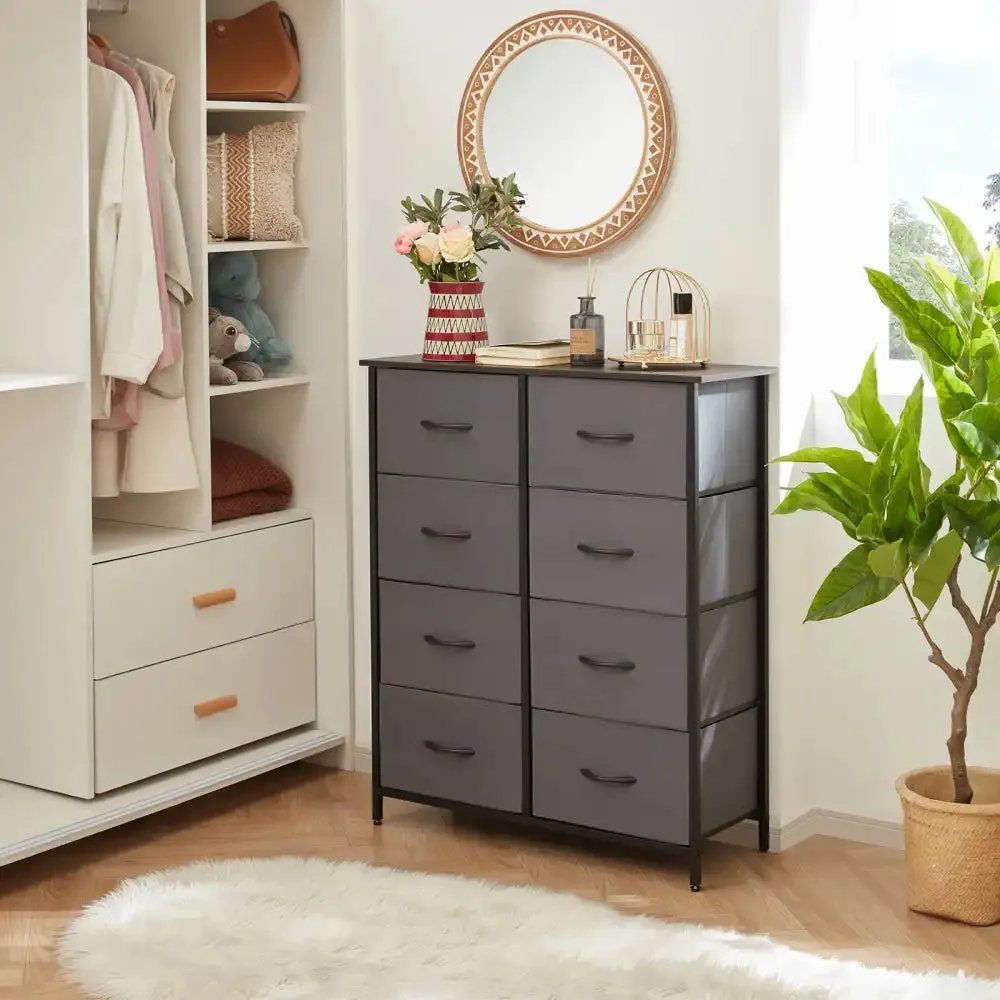 Lifewit Kommode 8 Schubladen Dunkelgrau Stoff Holz