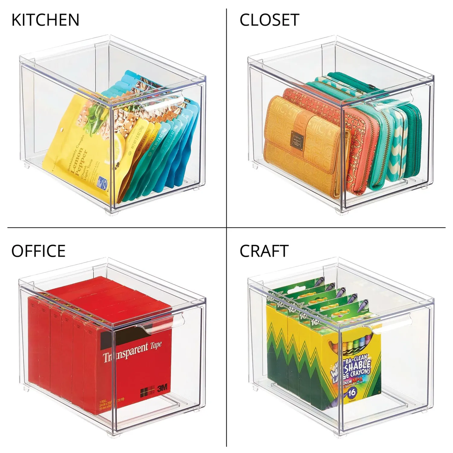 mDesign Kosmetikorganizer Schubladenbox 4er-Set transparent