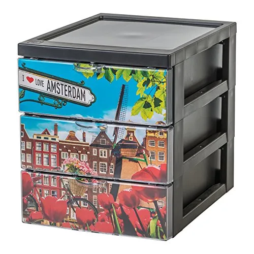Iris Ohyama SCF-A5 Mini-Schubladenbox Amsterdam 3 Fächer
