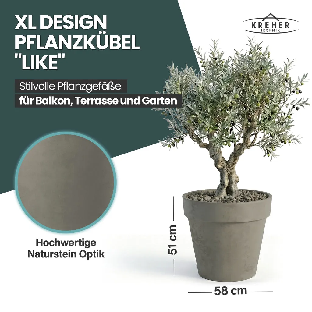 Kreher Like XL Pflanzkübel rund Braun Ø58x51 cm 90 L