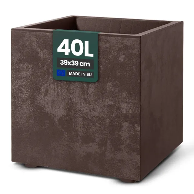 Kreher Millennium 40L Pflanzkübel eckig Braun Stein-Optik