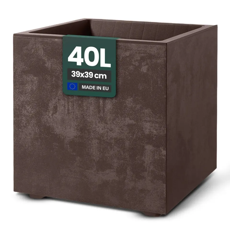 Kreher Millennium 40L Pflanzkübel eckig Braun Stein-Optik