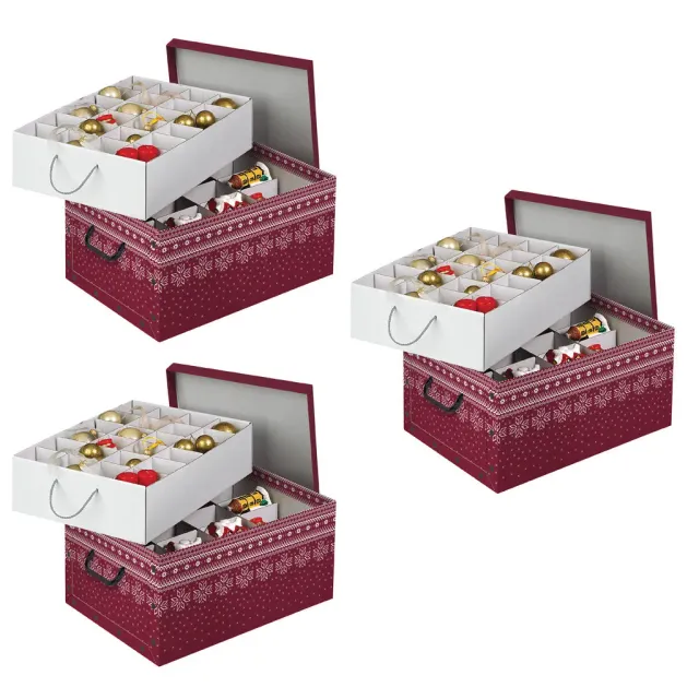 Kreher Red Snowflake Kugelbox 50 cm 3er Set