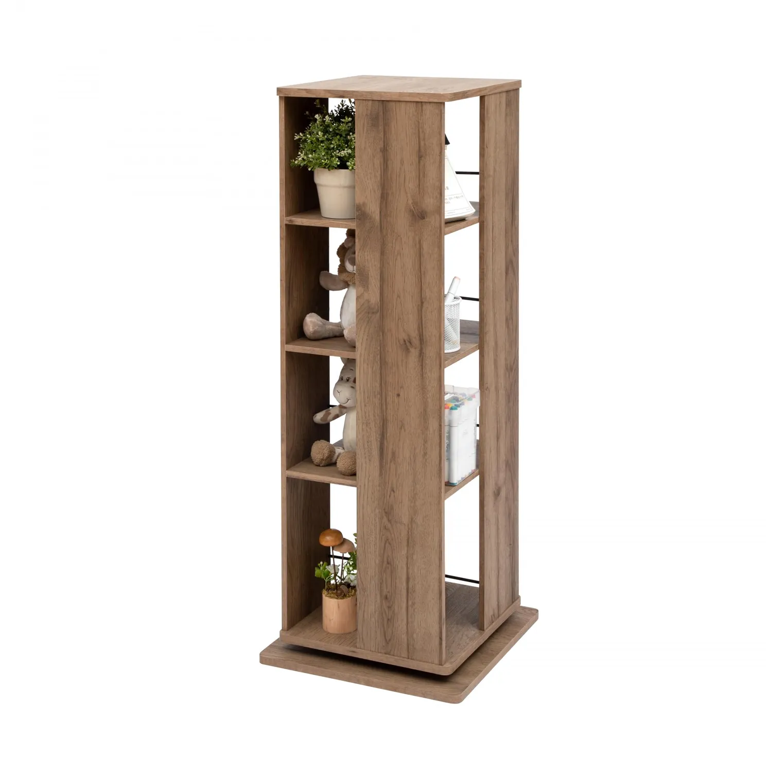 Iris Ohyama Revolving Book Shelf RBS-5S Eiche grau