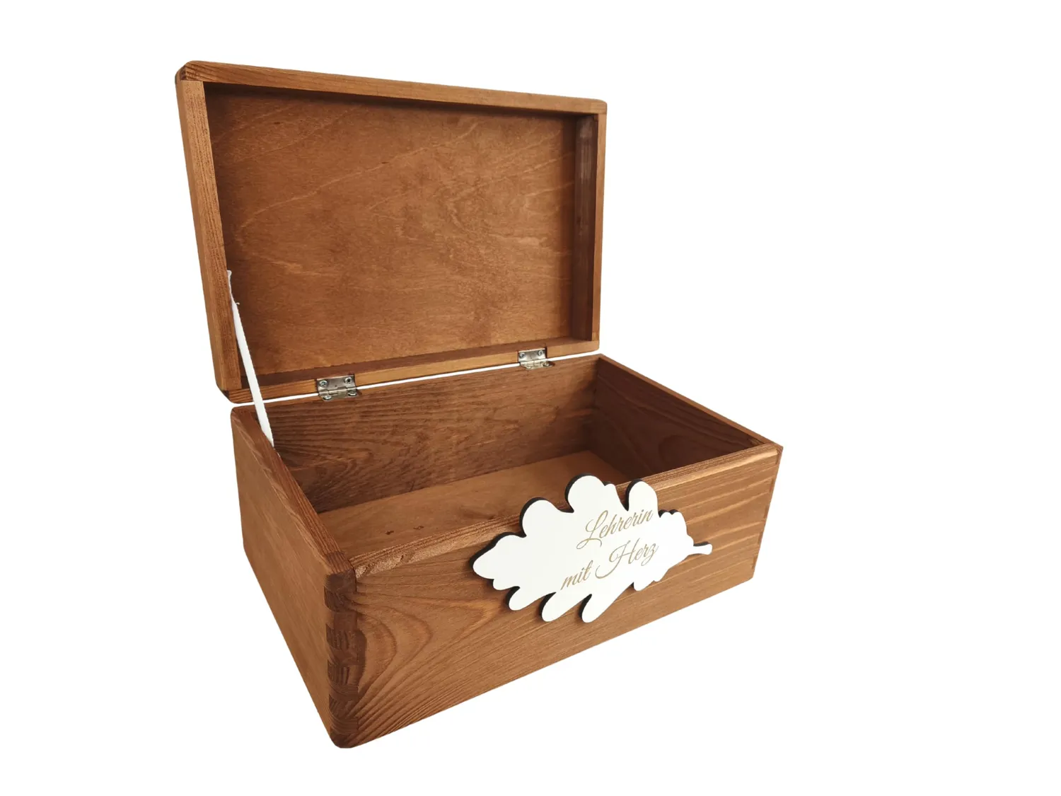 GoodFreshDecor Holzbox mit Deckel 30x20x14 cm Wunschtext braun