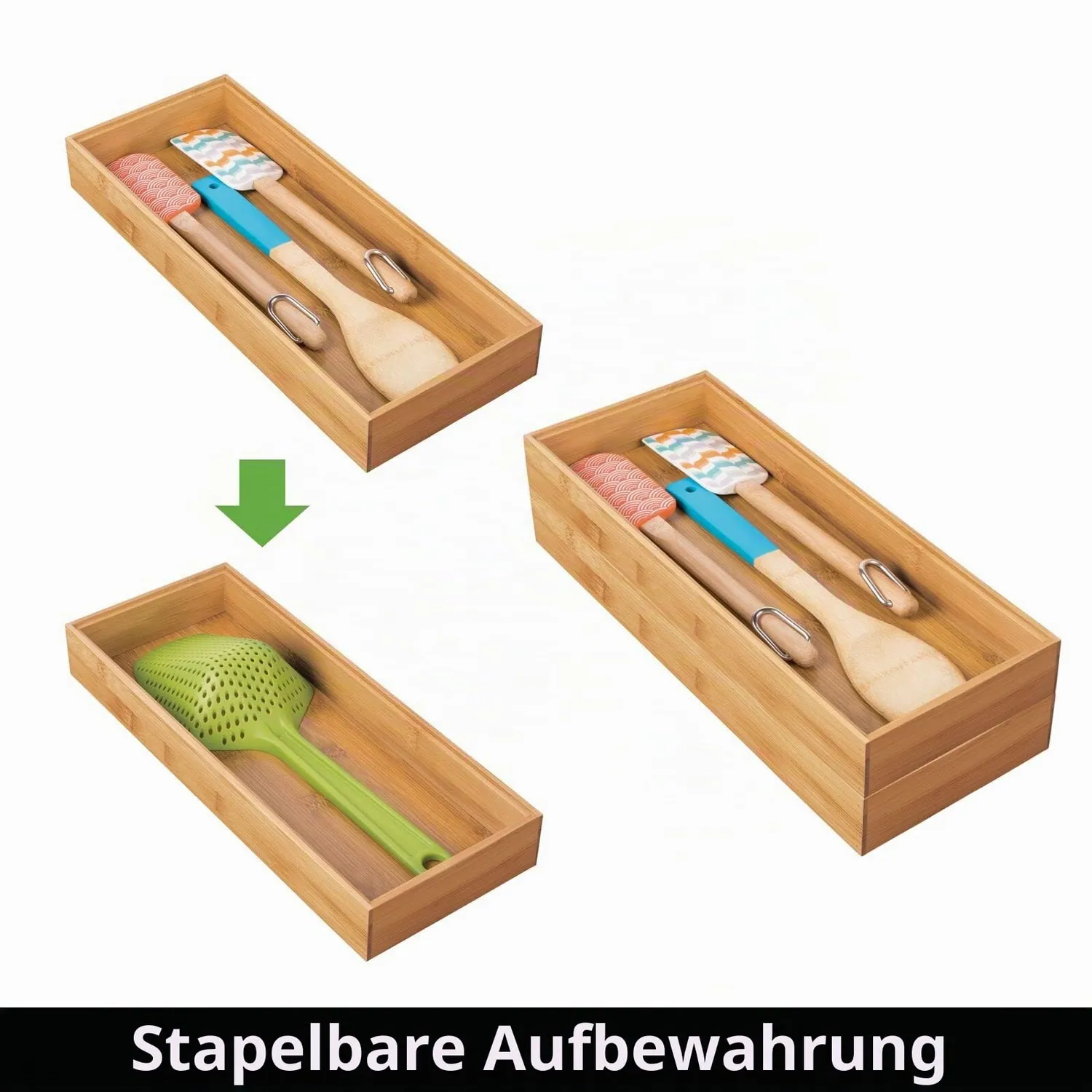 mDesign 01623MDKEU Besteckeinsatz Bambus 2er-Set hellbraun