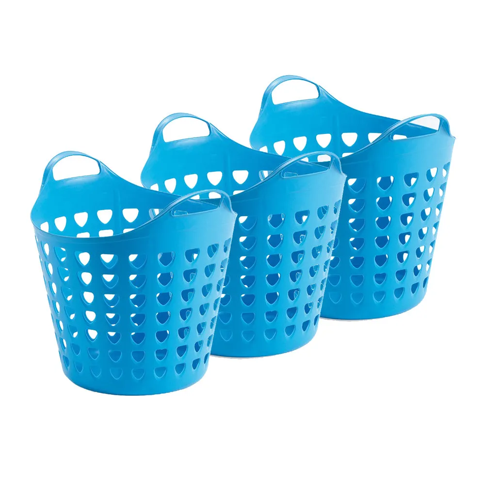 Kreher Flexi Korb 35 Liter gelocht Blau 3er Set