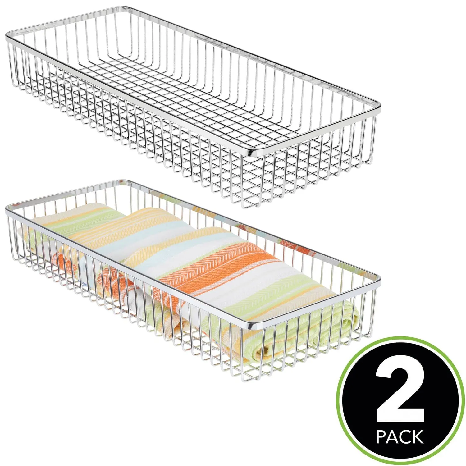 mDesign Schubladenkasten Metall 2er-Set chromfarben