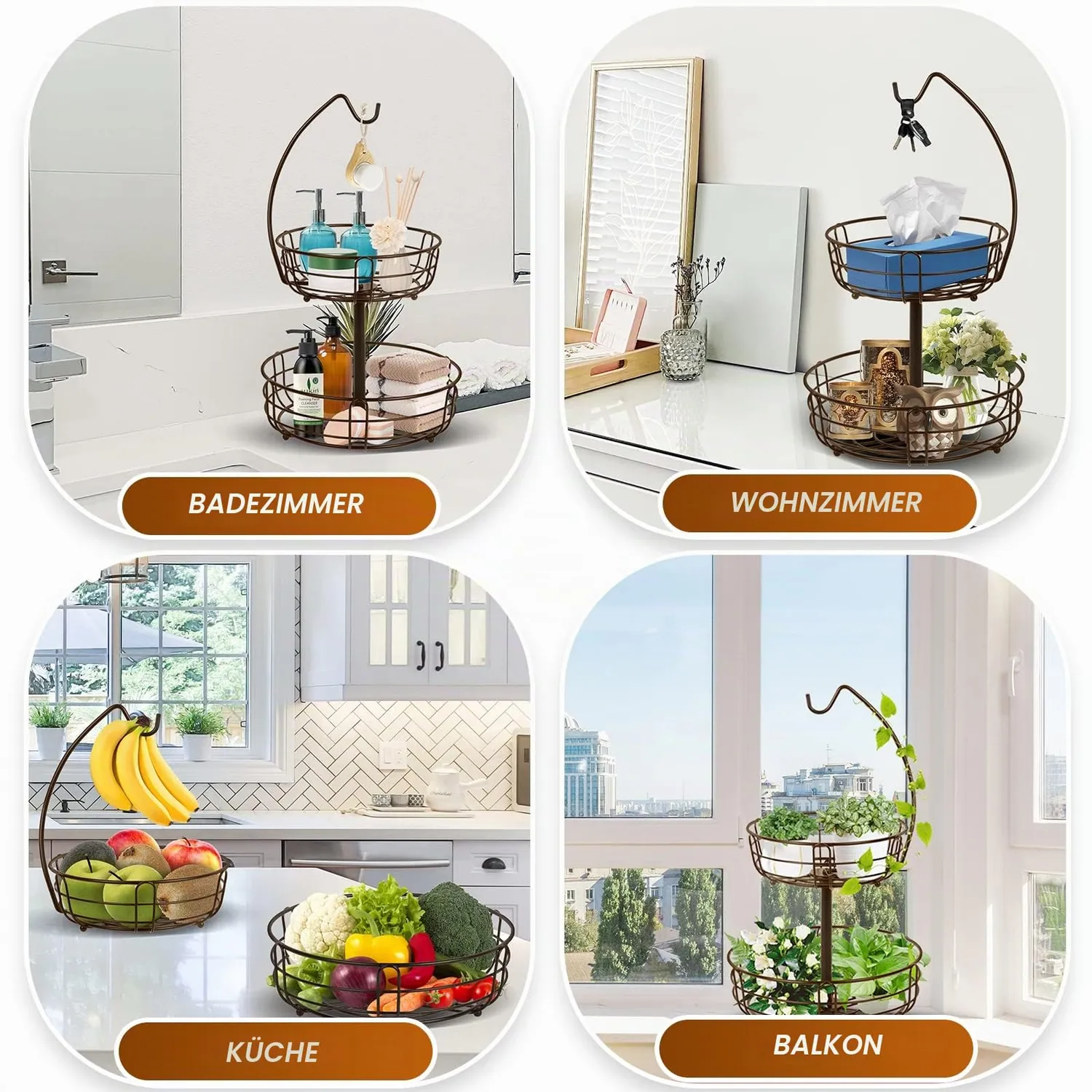 BOMCLAP Obst Etagere Obstkorb 2-etagig bronze