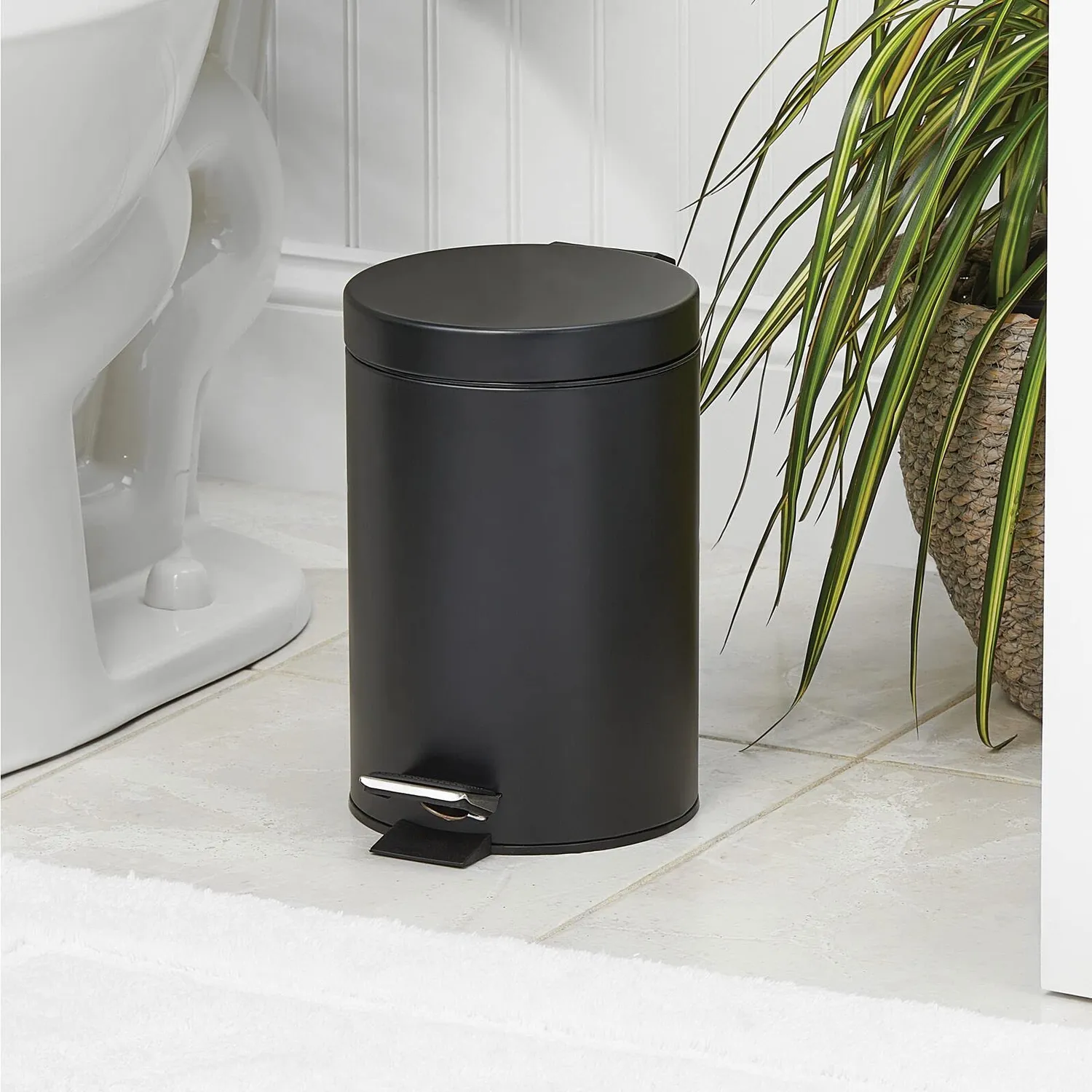 mDesign Tretmülleimer 3 Liter Schwarz Metall