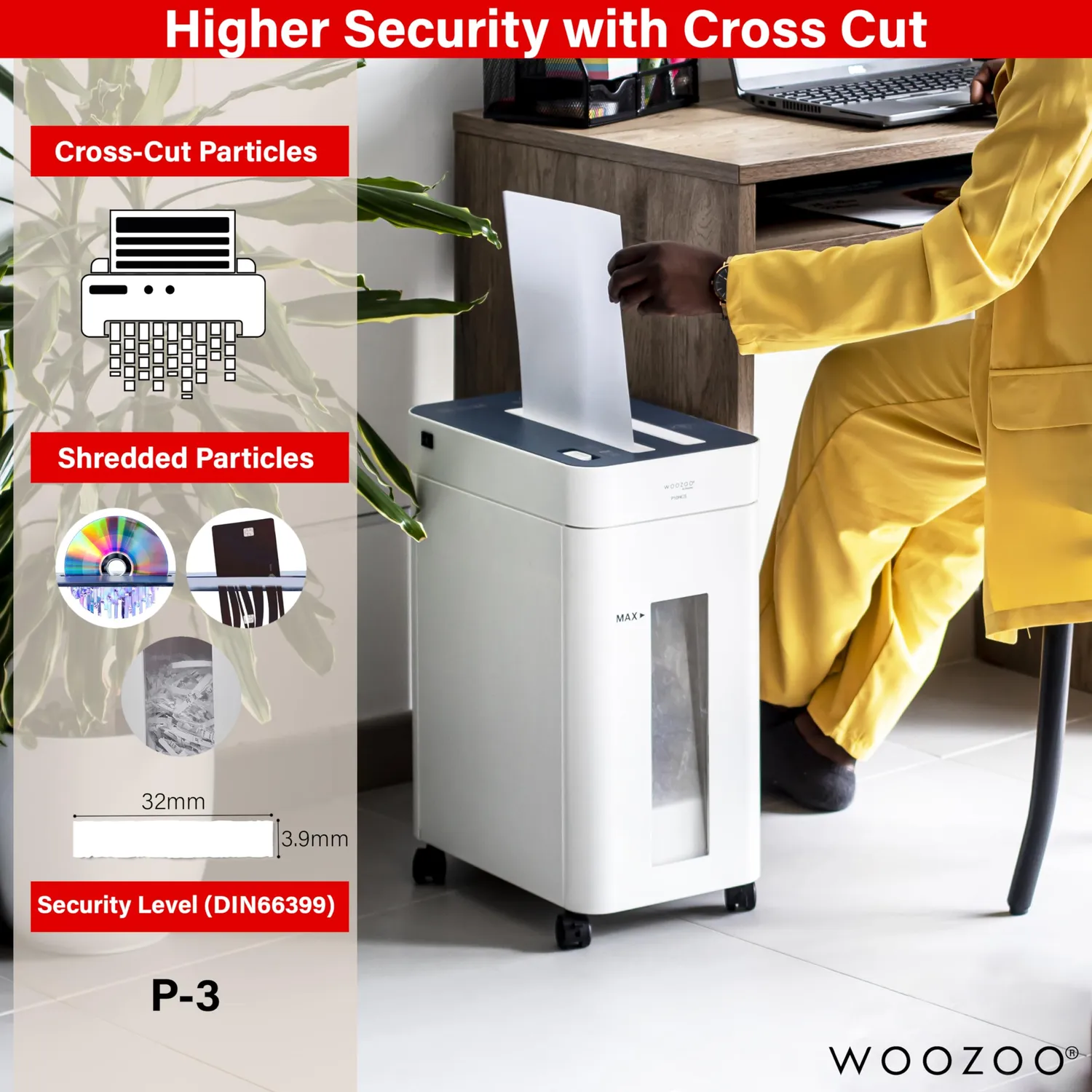 Iris Ohyama Woozoo P10HCS Aktenvernichter 10 Blatt weiß