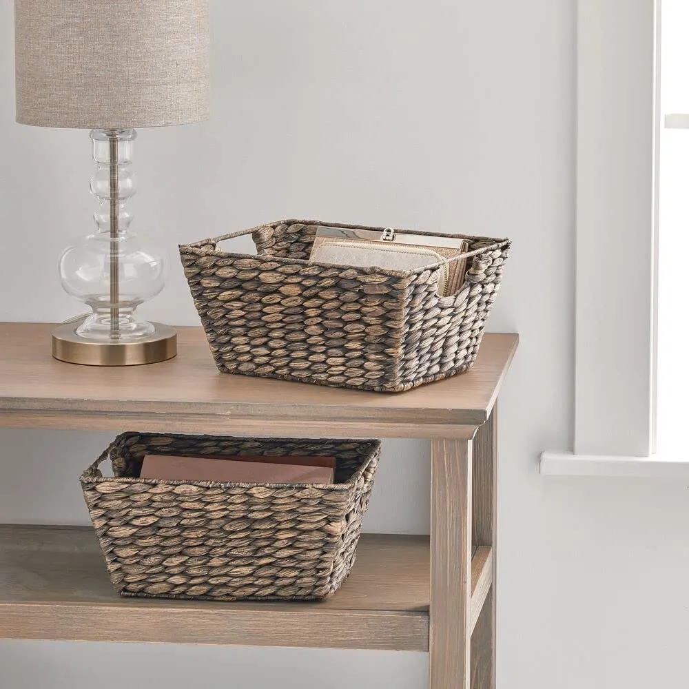 mDesign Korb geflochten Wasserhyazinthe schwarz 2er-Set