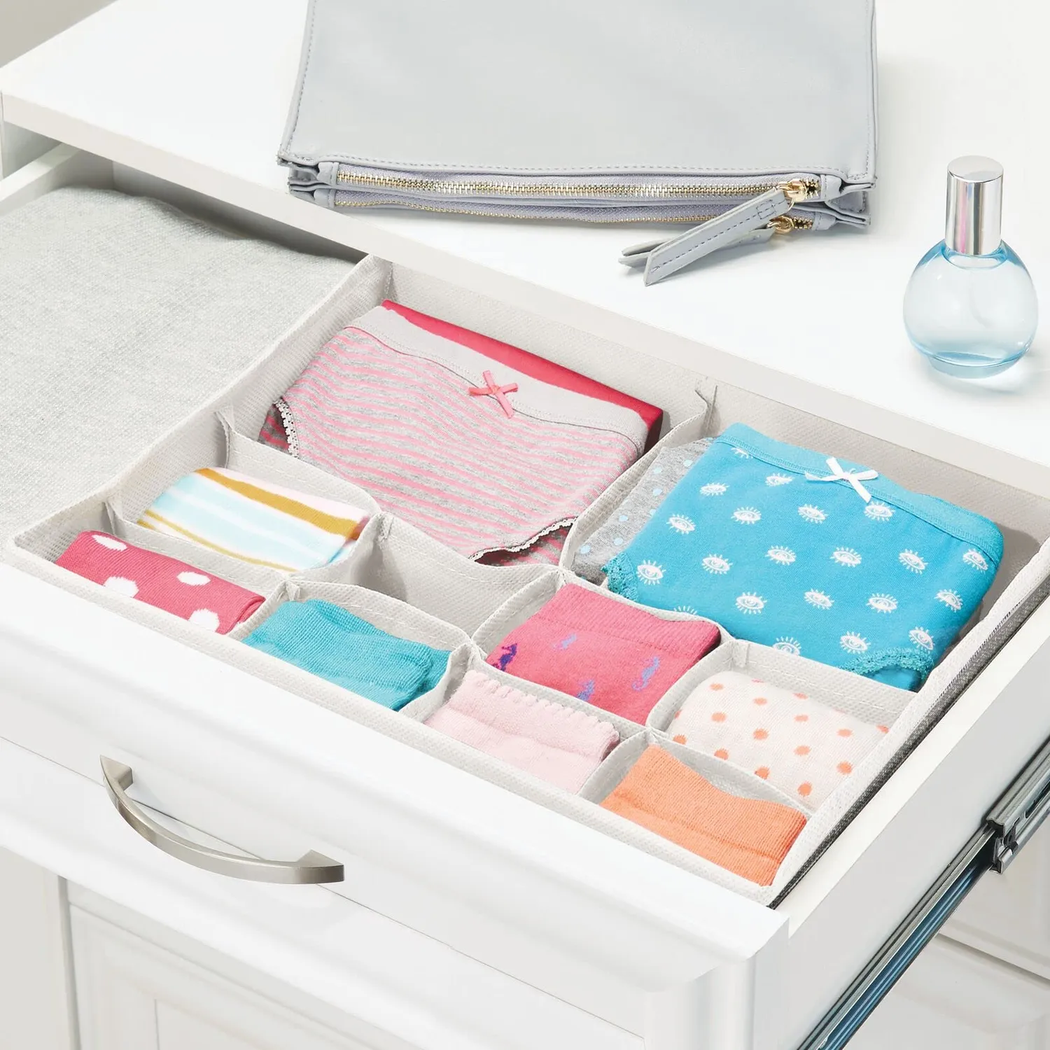 mDesign Schrank Organizer 8er Set creme Stoffboxen