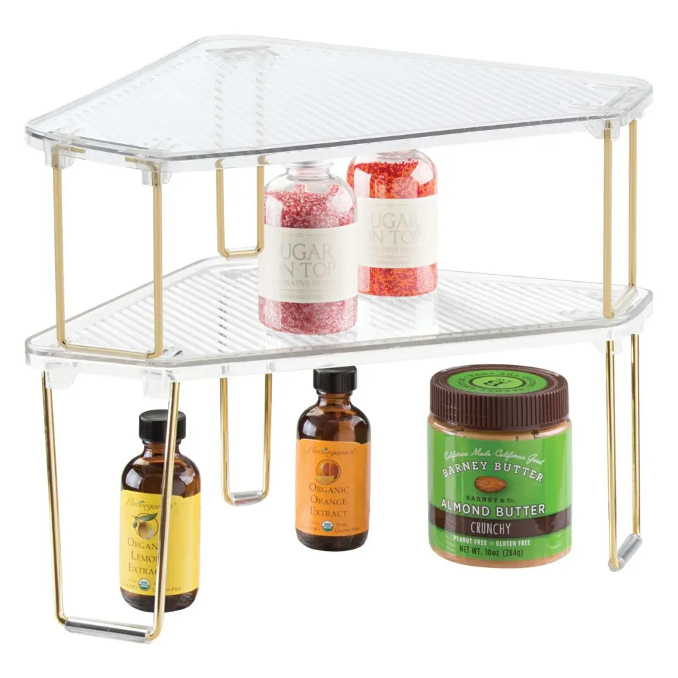 mDesign Eckregal Ligne 2er Set transparent faltbar stapelbar