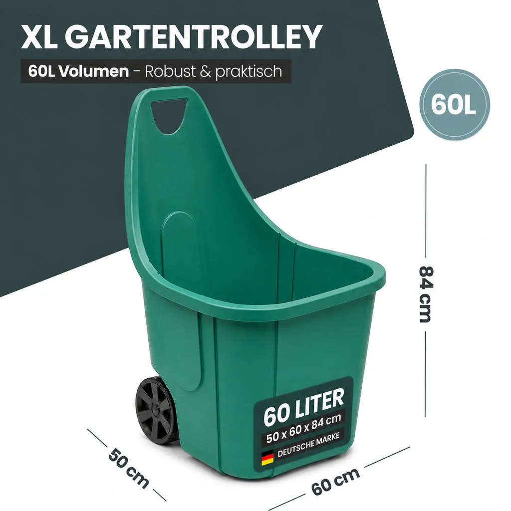 Kreher Gartenkarre Gartentrolley 60 Liter Schwarz recycelt