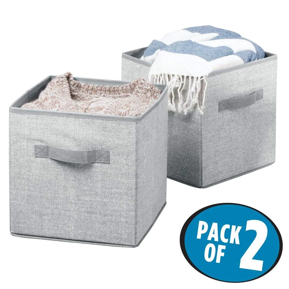 mDesign 2er-Set Stoffbox grau groß mit Griffen