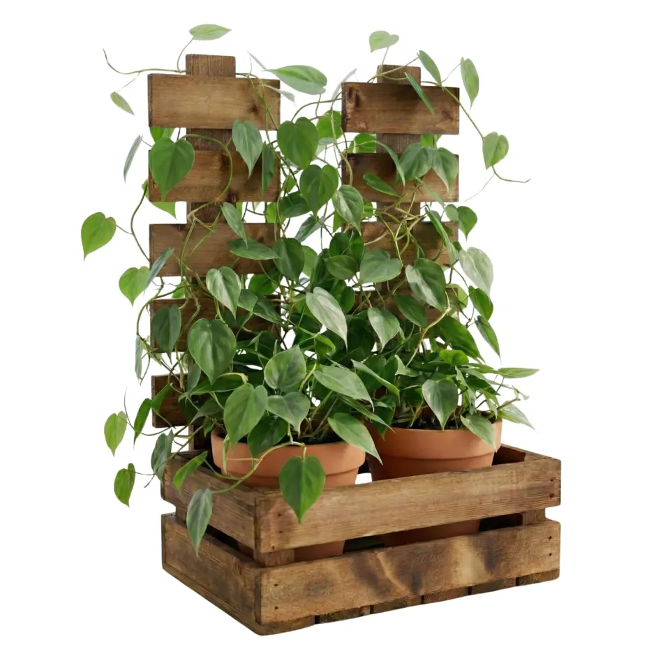 GoodFreshDecor Blumenkasten Rankhilfe 34x21x47 Braun Holz