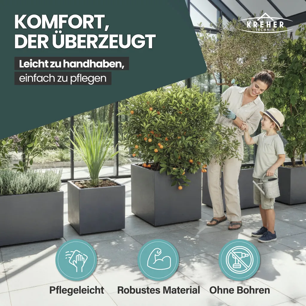 Kreher Millennium Pflanzkübel 23 L Anthrazit rechteckig