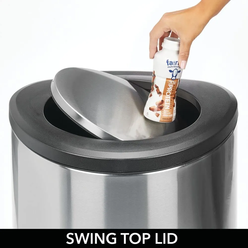 mDesign Tretmülleimer Edelstahl 45 Liter mattsilber