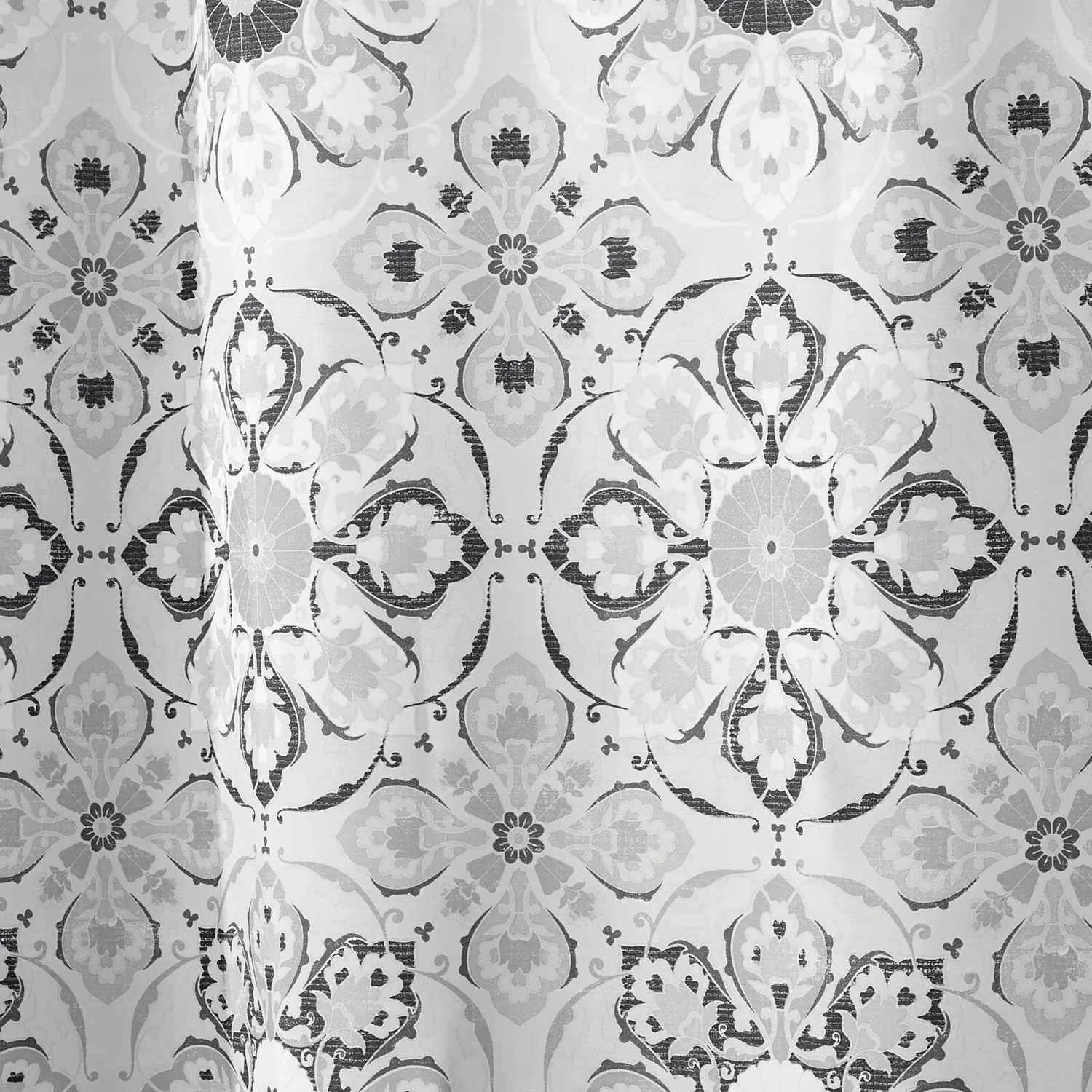 mDesign Medaillon Duschvorhang 183x183 cm schwarz-grau