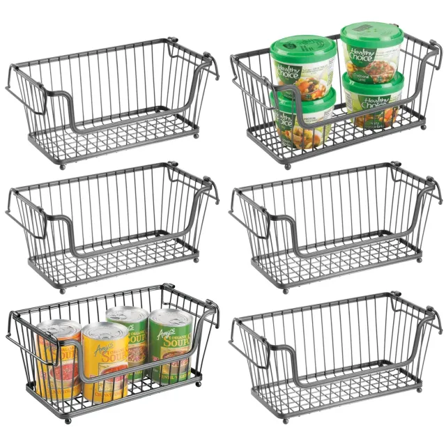 M Design Metall Ablagebox Drahtkorb 6er-Set dunkelgrau