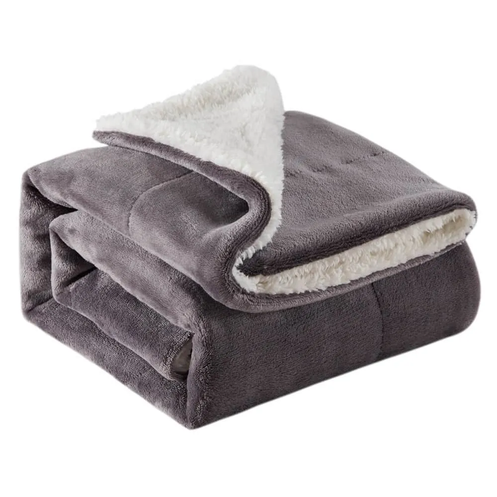 Lifewit Sherpa Kuscheldecke Grau Fleecedecke 127x152cm