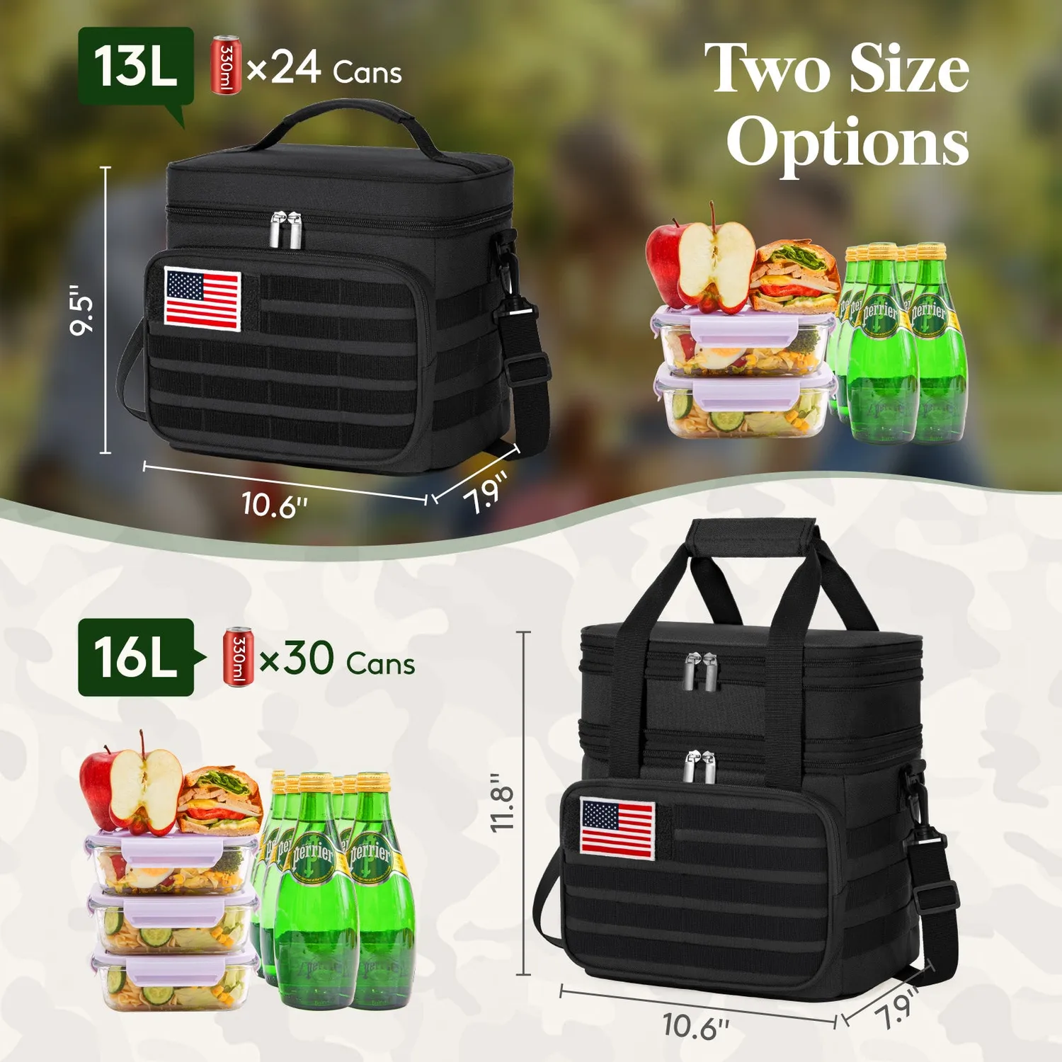 Lifewit Tactical Kühltasche 13L Schwarz auslaufsicher