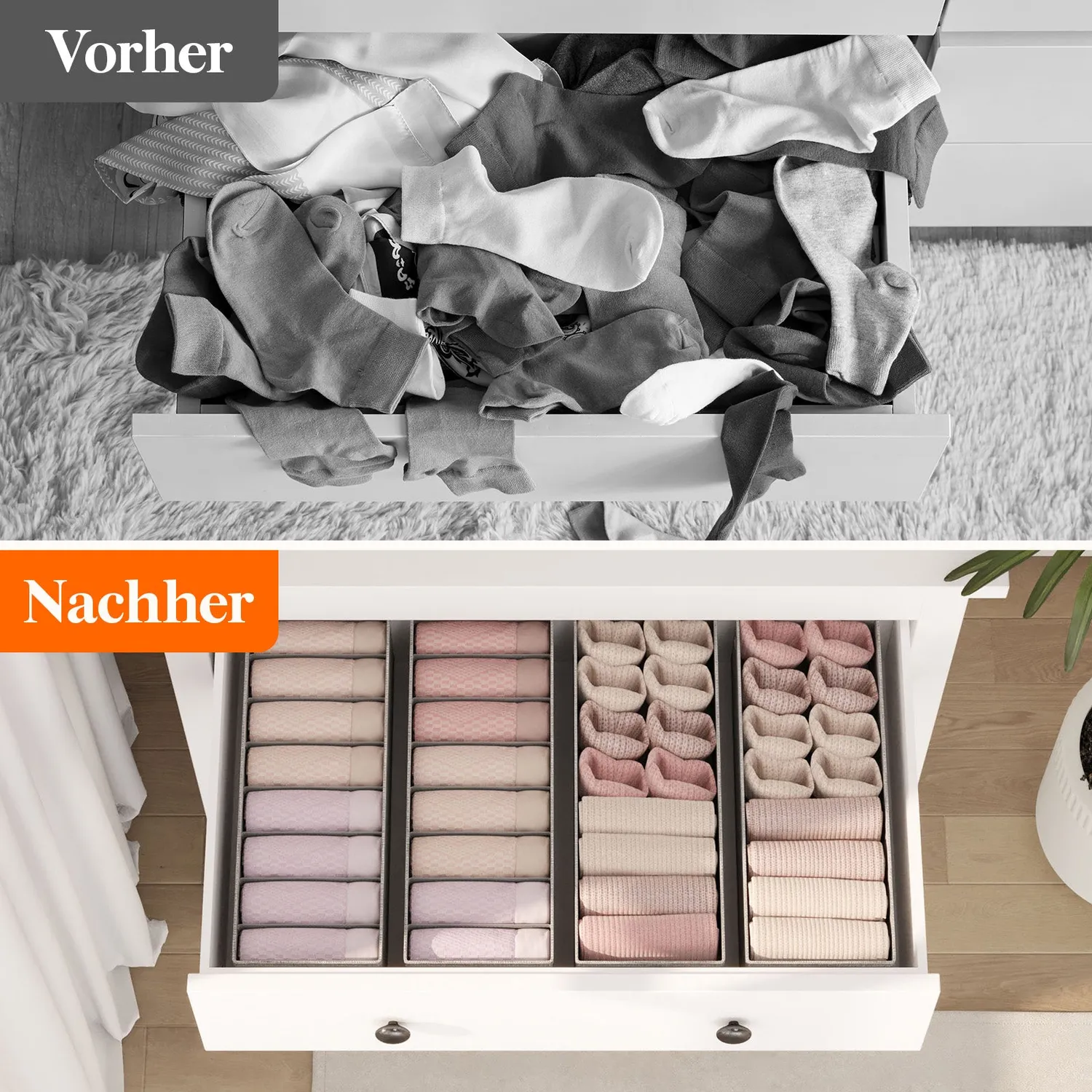 Lifewit HEMNES Organizer 8er Set Stoff grau