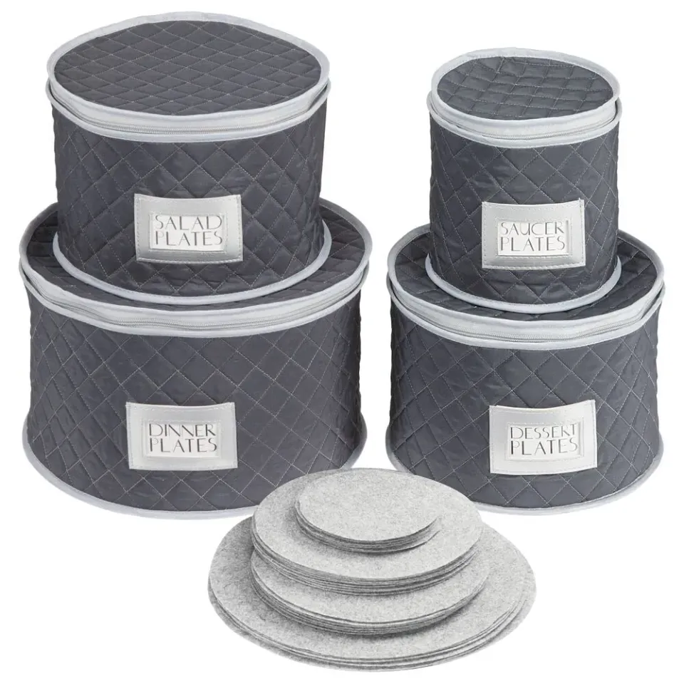 mDesign Geschirraufbewahrung 4er Set Navyblau für 12 Personen